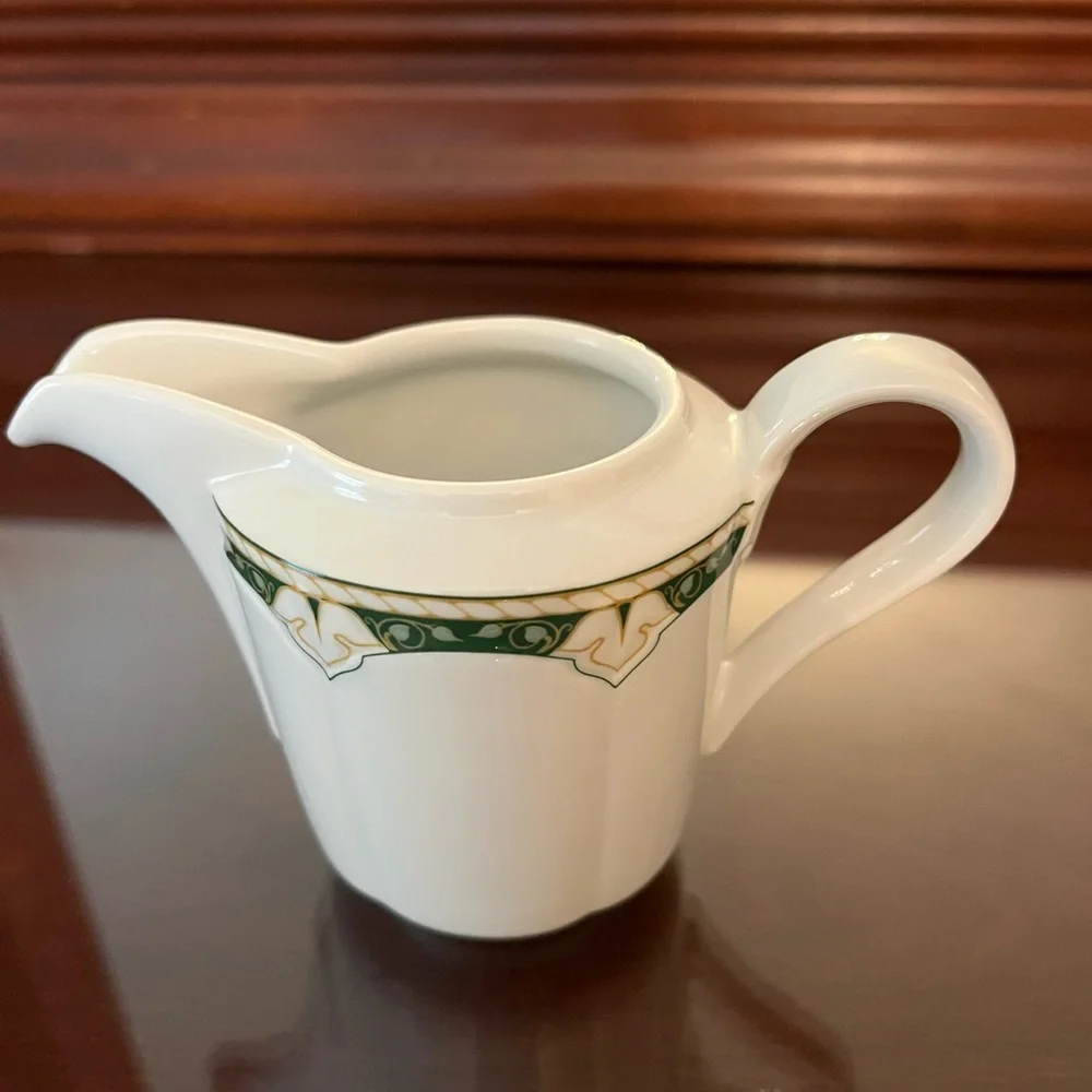 Elegant White and Green Creamer